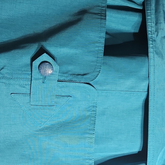 Vintage D'ALLAIRD'S teal full length trench coat. Size 12 - Picture 4 of 11